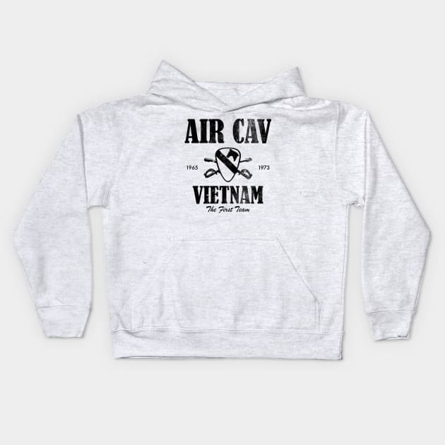 Air Cav Vietnam - The First Team (subdued) (distressed) Kids Hoodie by TCP
